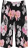 WearAll - Damen Plus Gefaltet Elastische Blumen- Druck Hosenrock Damen Neu Strecke Shorts - Schwarz - 48-50