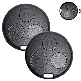 ShnminEU 2 Stück Autoschlüssel hülle Kompatibel mit Smart Fortwo 450 MC01 Roadster Cabrio Coupe 98-07 schlüssel gehäuse Auto Schlüssel Funkschlüssel Ersatz, 3 Tasten Ersatzschlüsselgehäuse