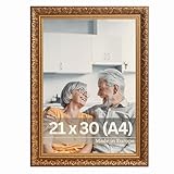 VictoR antiker Bilderrahmen „Rubens“ braun gold in 21x30 cm Leiste: 30x20 mm - Echtglas - barock