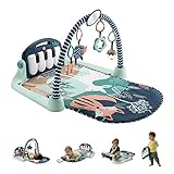 Fisher-Price -Spieldecke-Erlebnisdecke Spielcenter für Neugeborene mit Klavier-Musikspielzeug & Spielzeuge zum Spielen in der Bauchlage, marineblaues, Babyspielzeug ab der Geburt, nur bei Amazon-HKX37