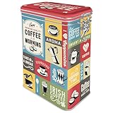 Nostalgic-Art Retro Kaffeedose, 1,3 l, Coffee Collage – Geschenk-Idee für Kaffee-Fans, Blech-Dose mit Aromadeckel, Vintage Design