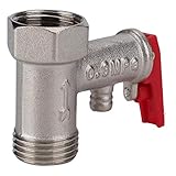Uadme Überdruckventil Boiler, Sicherheitsventil 8 Bar 1/2 Zoll, Überdruckventil Heizung aus Messing, Sicherheitsgruppe Warmwasserspeicher mit Rot Hebel