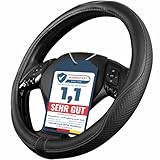 Upgrade4cars Lenkradbezug Leder-Optik Schwarz | Lenkradhülle Universal 37-38 cm für Sommer & Winter | Autozubehör Innenraum Geschenk-Ideen | Geschenke für Frauen und Männer