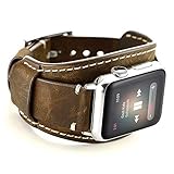 Leotop Kompatibel mit Apple Watch Armband 49mm 45mm 44mm 42mm,Echtes Leder Uhrenarmband Ersatz Armbänder mit Edelstahlschließe für iWatch Ultra Series 9/8/7/6/5/4/3/2/1 SE SE 2(49/45/44/42mm, Kaffee)