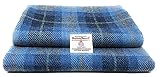 Harris Tweed Blauer Tartan Authentischer Traditioneller Stoff aus 100% Reiner Wolle mit Echtheitsetiketten (Blauer Tartan, 100 x 75cm)