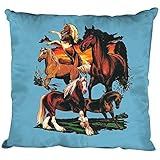 Dekokissen mit Print - Pferde Kaltblut Isländer - Größe ca. 40 x 40 cm K12668 Farbe hellblau