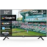 CHIQ TV L32G7V,32 Zoll Fernseher, HD Smart TV, Google TV, Google Assistent,HDR,Google Play, Chromecast eingebaut, Dolby Audio,Triple-Tuner(DVB-T2/S2/C), Bluetooth,WiFi/HDMI/USB/CI+
