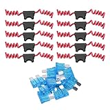 10 Sets and Holder Kit, Inline Car with Oxygen Copper, 30A 32V Holder with Wire Harness, for Auto Electrical Equipment (16AWG Harness 15A Fuse)