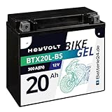 HeyVolt GEL Motorradbatterie 12V 20Ah 52014 82000 BTX20L-BS YTX20L-BS CTX20L-BS GTX20-BS CTX20L-BS