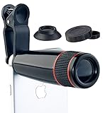 Somikon Handy Objektiv: Smartphone-Vorsatz-Tele-Objektiv mit 12-Fach optischer Vergrößerung (Teleobjektiv Handy, Teleobjektiv Smartphone, Smartphones)