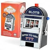 MIJOMA Spardose Spielautomat mit Licht & Sound – Geldautomat Retro Design, Slot Machine als Sparschwein, LED & Klingel, 10x19x9,5 cm, Batteriebetrieben