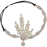 BABEYOND 1920s Stil Blatt-Medaillon Rundes Stirnband mit Perlen Inspiriert von Der Große Gatsby Accessoires für Damen (Gold)