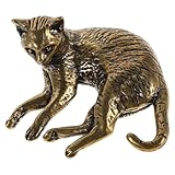 PartyKindom Brass Kunstvolle Katzenfigur Antik Bronze Deko 5.3X5.0X2.8Cm Skulptur FüR Zuhause Schreibtisch Und Sammlung