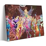 YUYUMEGDE Winx Club Bloomix Daphne en Roxy Poster Deko Malerei Leinwand Wandbilder und Kunstdruck Modern Schlafzimmer Deko Poster Schlafzimmer 30x45cm
