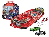 Carrera Speed Arena Police Chase I Slotbahn Kinder 1:50 – Mobile Rennbahn im Koffer mit Polizei & Green Racer – Rennspaß to go für unterwegs, Zuhause & Kindergeburtstag, batteriebetrieben/USB-C