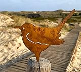 LB H&F Lilienburg Gartendeko Gartenstecker Vogel Amsel zum Stecken Baumstamm Deko Design - D