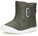 Kleinkinderstiefel Warm Gefütterte Winterstiefel Mädchen Jungen PU Leder Stiefel Baby Winterschuhe Rutschfest Schneestiefel NK-Grün 23/23.5EU=23CN