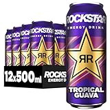 Rockstar Energy Drink Tropical Guava Geschmack - Koffeinhaltiges Erfrischungsgetränk für den Energie Kick, EINWEG (12 x 500ml) (Verpackungsdesign kann abweichen)