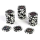 Nexos Trading 50 Poker-Chips Laser-Chips Metallkern 12g Poker Texas Hold`em Black Jack Roulette reflektierend Tokens Jetons Casino 1 Rolle Wert 1-10000 wählbar (Wert 100)