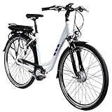 ZÜNDAPP Z502 E Bike Damen 28 Zoll Pedelec 155-180 cm Elektrofahrrad 7 Gang Damenfahrrad 522 Wh E Fahrrad (weiß/lila, 50 cm)