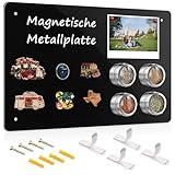 Sliandtelly Schwarze Magnettafel für Wand, 43x30 cm Magnetische Tafel für Anzeige & Organisieren, Klein Magnetwand Metalltafel für Küchen wand Schrank Tür, Montage selbstklebend/mit Schrauben, 1 Stück