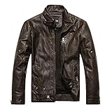 CFWL Plus Samt Herren Pu-Ledermantel EuropäIsche Und Amerikanische Lederjacke Herrenjacke Braun L Gelbherrenhemd Stehkragen BlaukurzäRmlige Herren Hemden Herren Hemd Grau Langarmrotes Herren Hemd