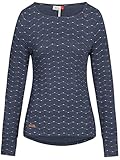 Ragwear Damen Longsleeve Malka Langarm-Shirt Allover-Print 2211-25007 Navy (2028) XL
