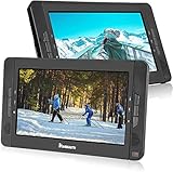 NAVISKAUTO Auto DVD Player 2 Bildschirme 10,1" Mit 5 Stunden Akku HDMI IN Tragbarer DVD-Player Auto Kopfstütze Monitor 1024*600 HD Kopfstützenhalterung USB AV IN/OUT 12V