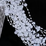 YIEUR 52 Meter Perlengirlande Weiß, 40 Strang Perlenkette Perlenband Deko Acryl weißes geschenkband für Tischdeko, hochzeit, weihnachtsbaum, windeltorte deko, Party Handwerk Schmuckherstellung(Weiß)