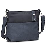 Zwei Damen Umhängetasche JANA J8 Crossbody Bag 3 Liter Bicolor Handtasche im Canvas-Stil, weiches Kunstleder, ideal für den Alltag, inkl. 2 abnehmbare Schultergurte kurz & lang (nubuk-ink)