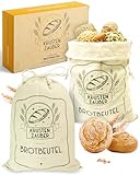 KRUSTENZAUBER Brotbeutel Leinen 2er Set - 2x Leinenbeutel 40x30cm zur Brotaufbewahrung - Idealer Brotsack, Brötchenbeutel, Brot Backen Zubehör Brotsackerl Brottasche Brot Aufbewahrung