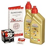 Castrol 10W-40 Öl + K&N Ölfilter für Kawasaki KFX 700, 04-09 - Ölwechselset inkl. Motoröl, Filter, Dichtring