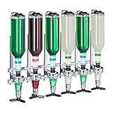 Relaxdays Barbutler Wand, Portonierer für 6 Flaschen, Profi Portionierer 3 cl, Bar Accessoire, HBT: 53x36x11 cm, silber