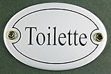 Buddel-Bini Emaille Türschild Toilette Weiss oval 7x10 cm Schild Emailleschild Metallschild Blechschild KloTürschild ToilettenTürschild WC