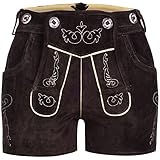 Mufimex Damen Trachten Lederhose Shorts kurz Dunkelbraun Gr. 38