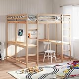 vidaXL Hochbett mit Schreibtisch & Leiter 180x200 cm Massivholz Kiefer, Hochbett mit Schreibtisch, Etagenbett Kinder, Hochbett Massivholz