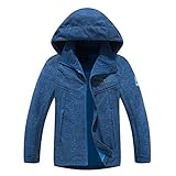 LAUSONS Jungen Softshell Jacke Kinder Übergangsjacke Outdoor Kapuzen Fleecejacke/Etikette 140 Marine