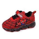 Light LED Kinder Kleinkind Jungen Cartoon Schuhe Leuchtende Turnschuhe New Spiderman Light Up Turnschuhe, rot, 27 EU