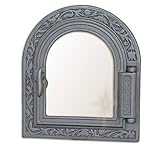 Kachelofentür Ofentür Backofentür Pizzaofentür Holzbackofentür Steinbackofentür aus Gusseisen mit Ofenscheibe | Außenmaße: 325x365 mm | Öffnungsrichtung: rechts