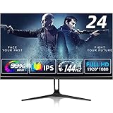 24 Zoll 144Hz 3-Seitiger Rahmenloser Gaming Monitor, Prechen IPS Bildschirm FHD 1920 x 1080P PC Display, 2ms, AMD FreeSync, VESA, Computer Screen mit DP/HDMI/USB Schnittstellen, Schwarz