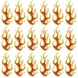 CABODYALS 20 Stück Flammen Aufnäher Feuer Patches Zum Aufbügeln Orange Rot Stickerei Mini Rockabilly Flammenflecken Reparatur Abzeichen Applikationen Zum Nähen Herstellen von Kleidung Jeans Hemden
