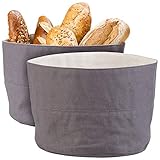 Rosenstein & Söhne Brotkorb Stoff: 2er-Set Brotkorb aus 100% Baumwolle, waschbar, Ø 20 cm (Brot-Tasche)