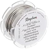 RAYHER HOBBY 24079000 Edelstahldraht, Modellierdraht, 0,5 mmø, Spule 10 m, zum Basteln und Modellieren von Schmuckteilen, Drahtskulpturen, rostfrei