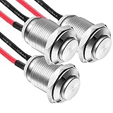 Gebildet 3Stücke wasserdichte Drucktaster Verriegelung Druckschalter Edelstahl Taster EIN Aus 12mm 2A/12V/24V/125V/250V mit Draht (Hervorstehend)