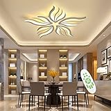 Moderne LED Deckenleuchte Dimmbar - 48W Wohnzimmerlampe Deckenlampe Schlafzimmer mit Fernbedienung Lichtfarbe Helligkeit Farbwechsel - Weiß Deckenbeleuchtung Lampe Dimming Innenbeleuchtung
