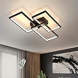 CBJKTX Deckenlampe LED Deckenleuchte dimmbar mit Fernbedienung 63W Schwarze Wohnzimmerlampe aus Metall Modern-Design für Schlafzimmer Esszimmer Wohnzimmer Arbeitszimmer Flur Büro