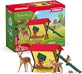 SCHLEICH Farm World | Fütterung der Waldtiere 42658 | Spielset mit Rothirschkuh, Kalb, Igel, Eichhörnchen & Zubehör | realistische Waldtiere für Kinder ab 3 Jahre | 39 Teile