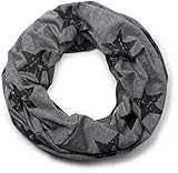 styleBREAKER Loop Schlauchschal mit Sterne Print im Vintage Look, weich und warm, Unisex 01018079, Farbe:Dunkelgrau