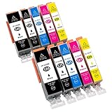 ESMONLINE 10 kompatible XL Druckerpatronen (5 Farben) als Ersatz für PGI-520 / CLI-521 Canon Pixma iP 3600 4600 4700 MX 860 870 MP 540 550 560 620 630 640 980 990 PGI520 CLI521