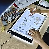 XIAOSTAR A4 Leuchttisch Led Licht Pad Copy Board Lichtplatten,mit Einstellbarer Helligkeit,für Künstler, Animationszeichnen, Skizzieren, Animation, Röntgenbetrachtung (Schwarz)